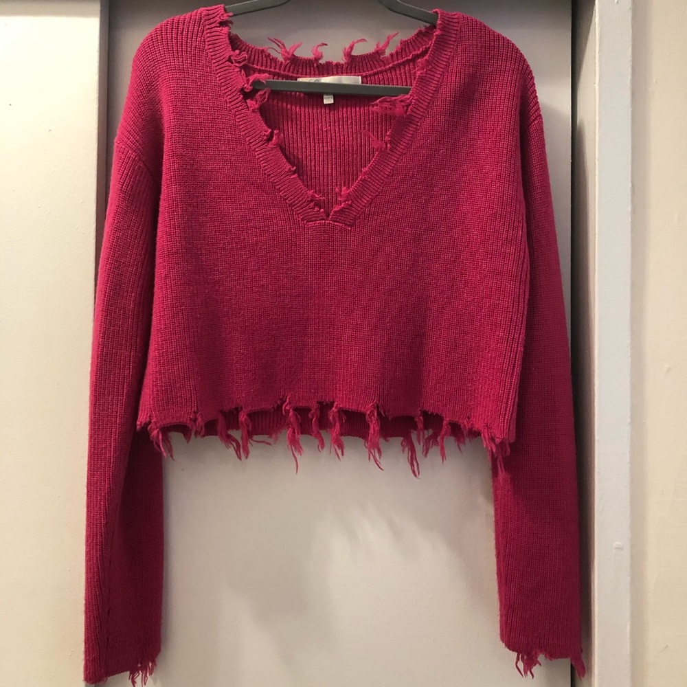 Lovers and friends cropped hot pink sweater